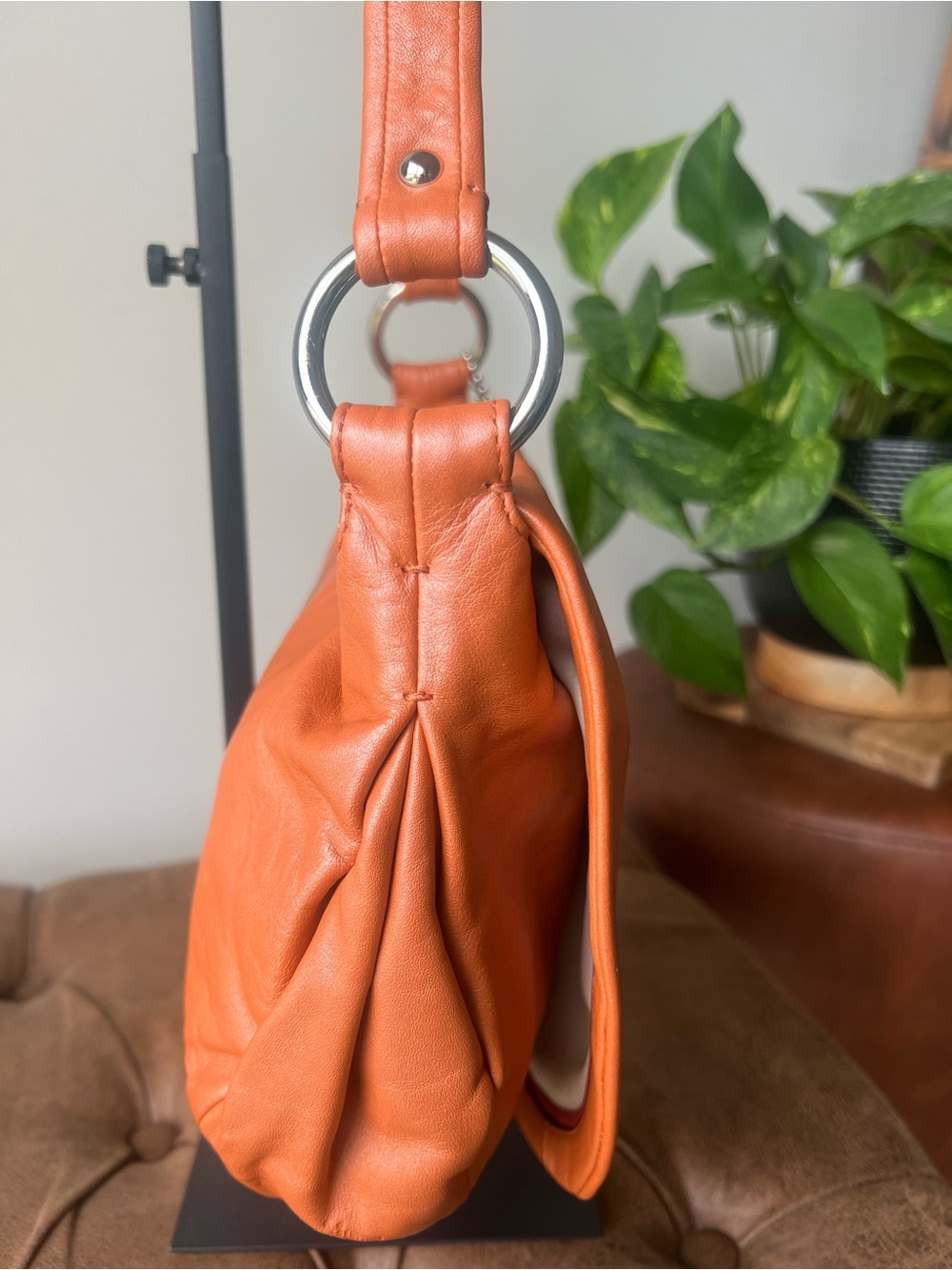 Coach Ali Leather Hobo Bag In The Color Tangerine Style 13652 - Picture 15 of 15